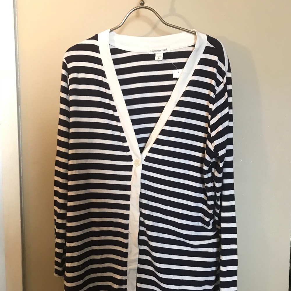 Blue and white striped -button-down size large